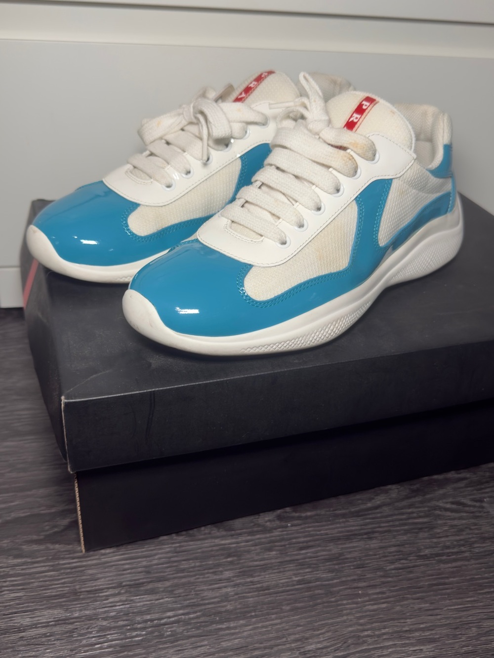 Prada blue americas cup sneakers